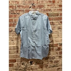 Ted Baker London Blue Geometric Diamond Short Sleeve Button Up Shirt Size 5 XL